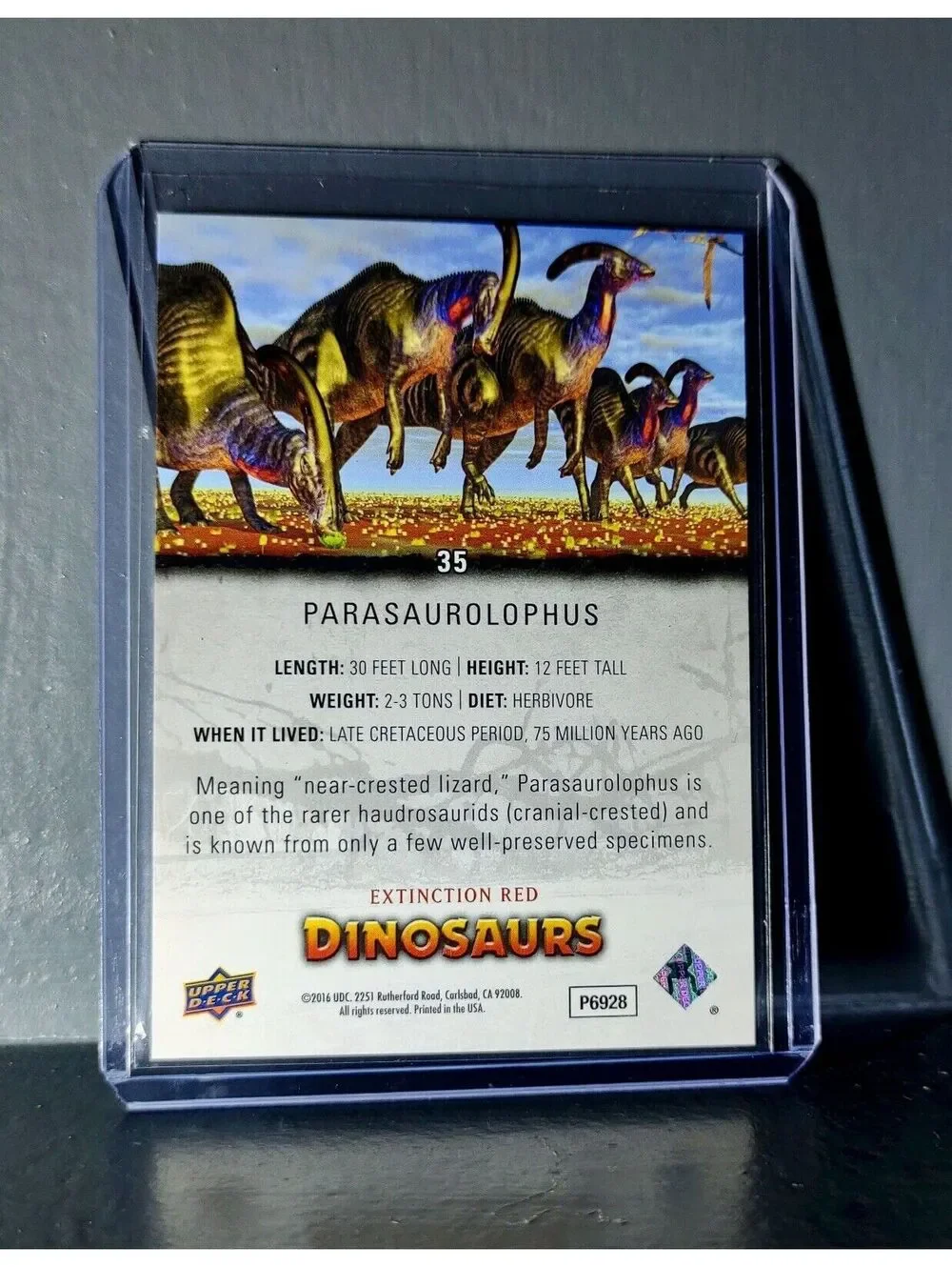 2015 Upper Deck Dinosaurs Parasaurolophus Extinction Red Parallel #35 Card